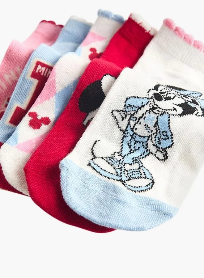 Disney MULTICOLOUR Pack Of 5 Girls Socks Ankle Length Minnie Mouse Print for Women | Best Price UAE
